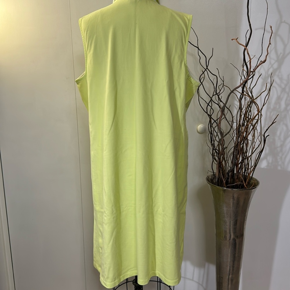 Lands’ End button up sleeveless midi, dress in lime green - Picture 4 of 6